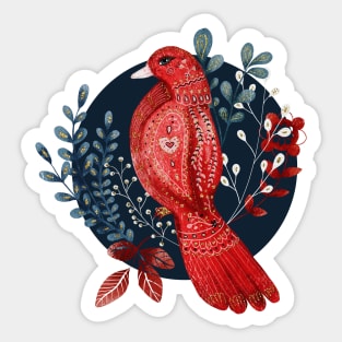 Nordic Folk Art Bird, Woodland Animal Folk Art Bird Sticker